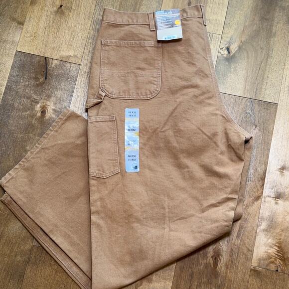 Carhartt B11 Washed Duck Work Dungaree Pants Brown 48x32 Loose Fit NWT - Picture 1 of 12